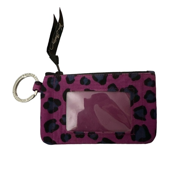 NWOT vera bradley leopard purple card holder with keychain so cute - Picture 1 of 2